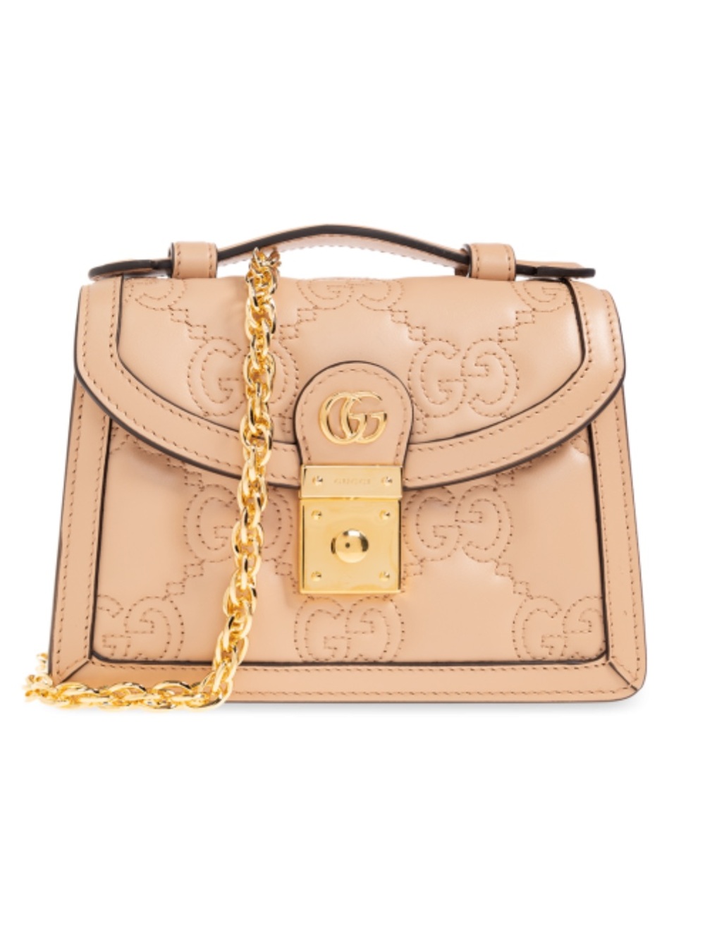 GUCCI GG matelasse quilted leather padlock top handle shoulder bag